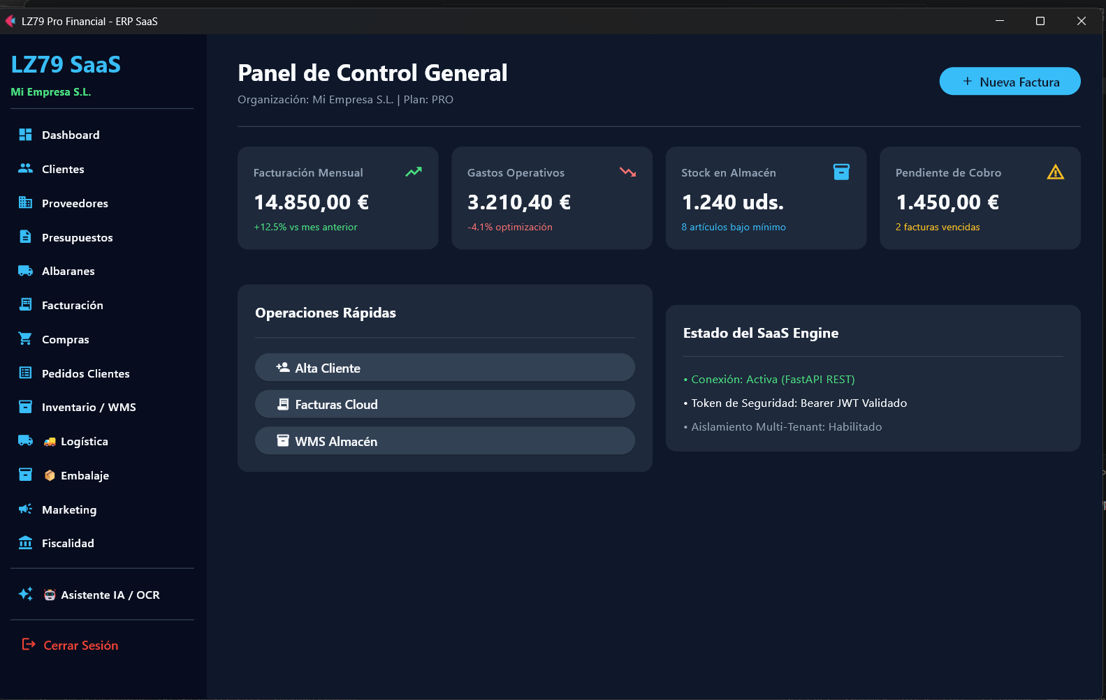 Panel de Control General LZ79 SaaS